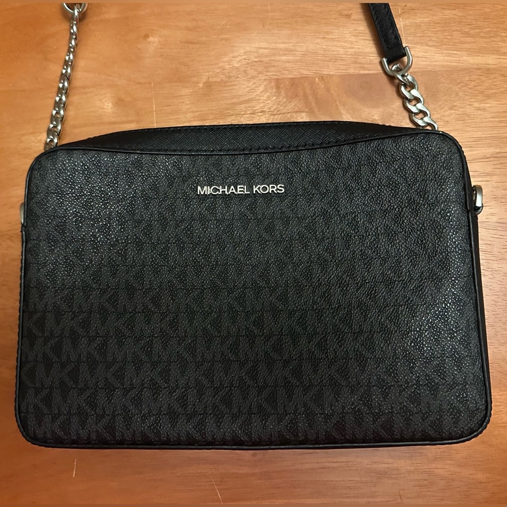 Michael Kors Black Messenger Bag with Signature Design